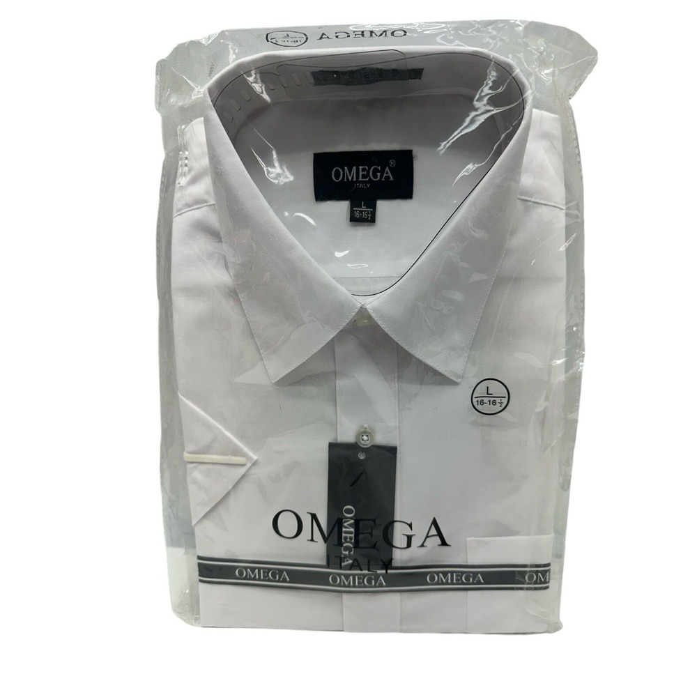 Omega Italy Men's Premium Slim Fit Button Up Long Sleeve White Dress‎ Shirt